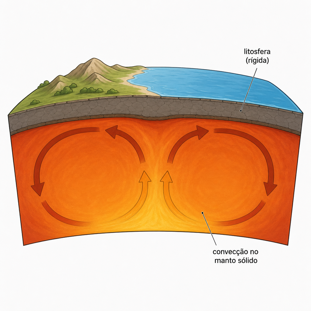 O magma se move no interior da Terra.